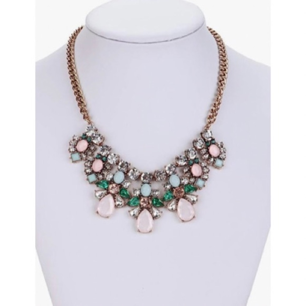 Beaded multi-color statement necklace.